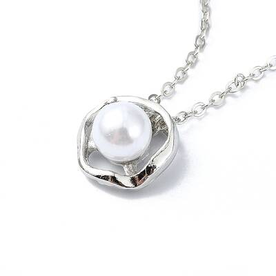Plating Alloy Acrylic Pearl Pendant Necklaces