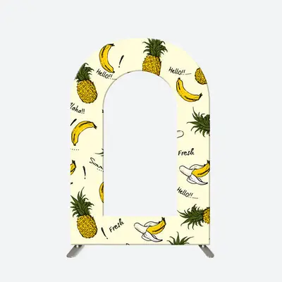 Hello Fresh Pineapple Banana Beige Open Arch Backdrop - Lofaris