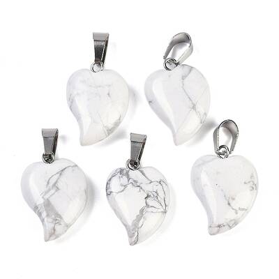 Natural Howlite Heart Pendants