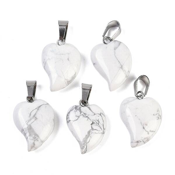 Natural Howlite Heart Pendants