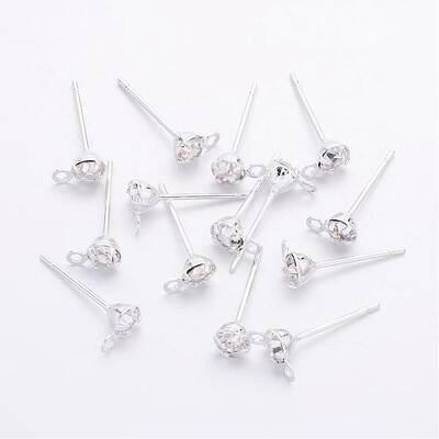 Silver Color Plated Brass Post Earring Findings