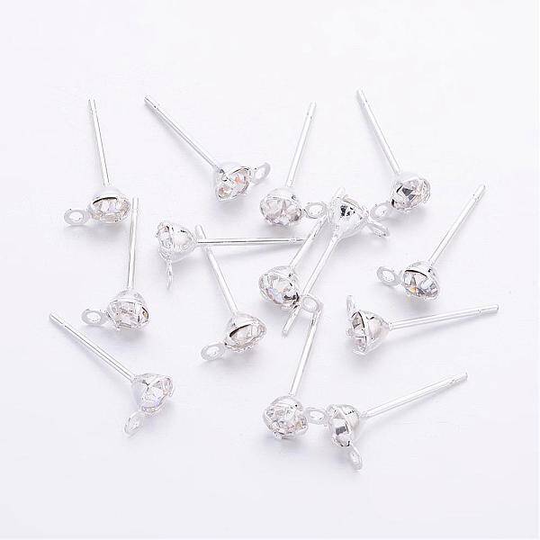 Silver Color Plated Brass Post Earring Findings