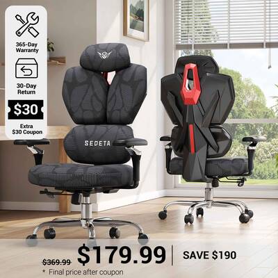 SEDETA | Comfortable Ergonomic Gaming Chairs with Headrest Butterfly-Shaped Backrest S100 Ergonomic Office Chair with Lumbar ...