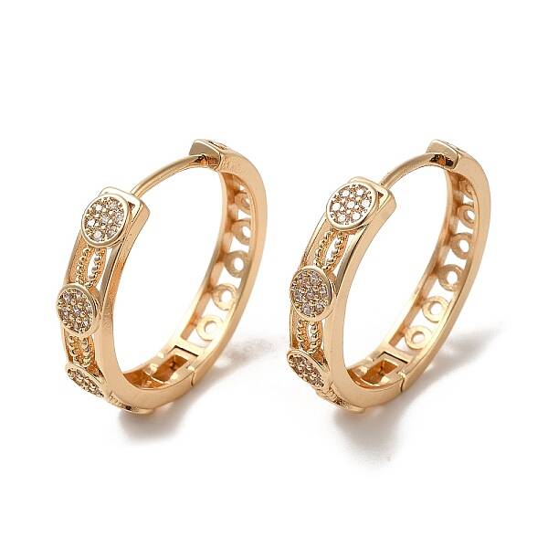 Brass Micro Pave Cubic Zirconia Hoop Earrings