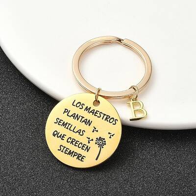 201 Stainless Steel & Brass Letter Keychain