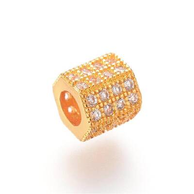 Brass Micro Pave Cubic Zirconia European Beads