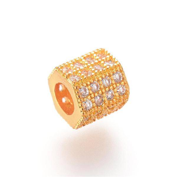 Brass Micro Pave Cubic Zirconia European Beads