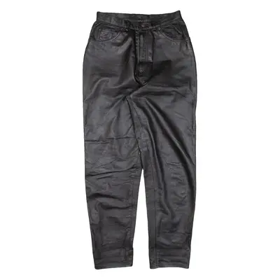 Womens Leather Trousers Black Regular Tapered W26 L29