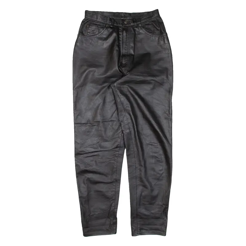 Womens Leather Trousers Black Regular Tapered W26 L29