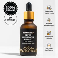 BetterAlt GOLD+ Mushroom, Shilajit & Ashwagandha Drops | KSM-66 Ashwagandha, Lion’s Mane, Cordyceps | For Energy, Stamina, ...
