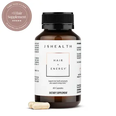 JSHealth Hair + Energy Vitamins with Zinc & Iodine - Nourishing Hair Growth Supplement for Men & Women 60 Capsules Biotin Wel...