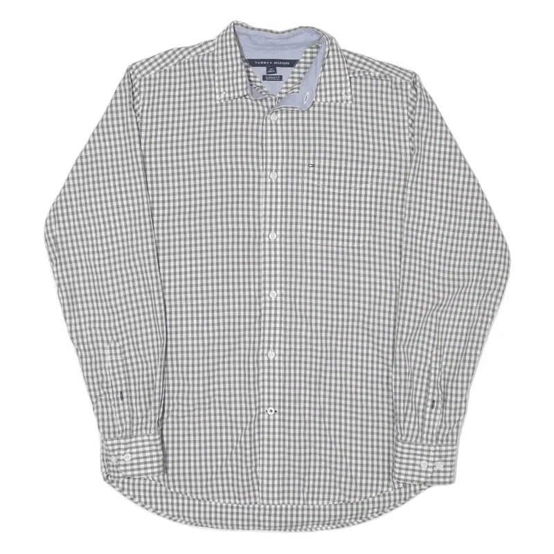TOMMY HILFIGER Classic Fit Shirt Grey Gingham Long Sleeve Mens S