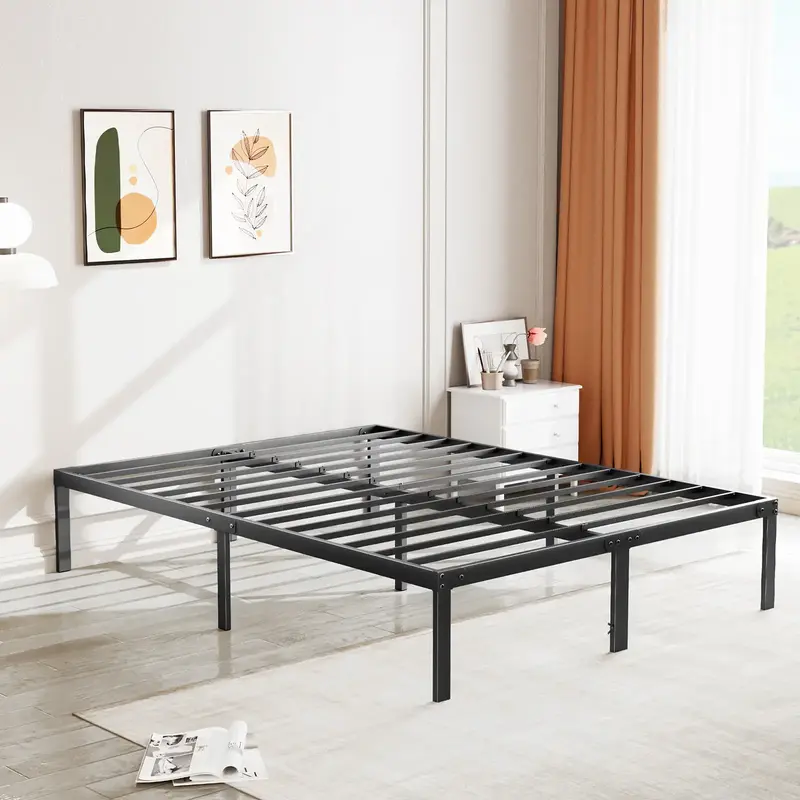 Heavy Duty Metal Platform Bed Frames with Storage Space Under Frame, 14 Inches, Sturdy Steel Slat Support, No Box Spring Need...