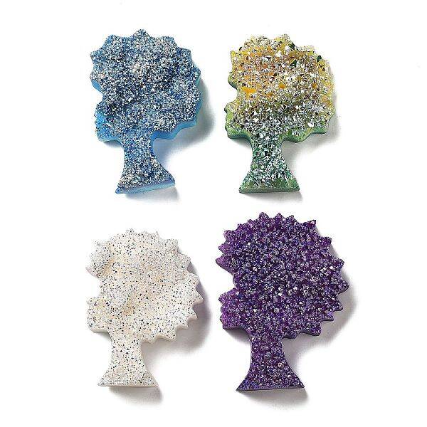 Electroplate Natural Quartz Crystal Tree Display Decorations