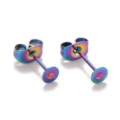 Ion Plating(IP) Rainbow Color 304 Stainless Steel Stud Earring Findings