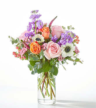 Dressed Up Anemone Bouquet - Standard with Vase - FedEx