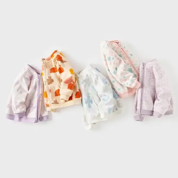 Dave Bella Toddler Fleece Jacket for Boys Girls, Kids Printed Polar Fleece Jacket Long Sleeve Warm Lining Outerwear Coat