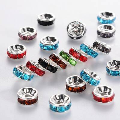 Brass Grade A Rhinestone Spacer Beads