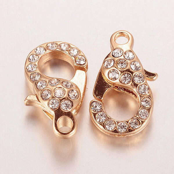 Alloy Glass Rhinestone Lobster Claw Clasps