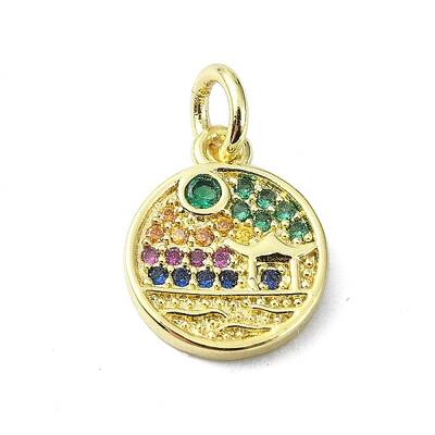 Brass Micro Pave Colorful Cubic Zirconia Pendants