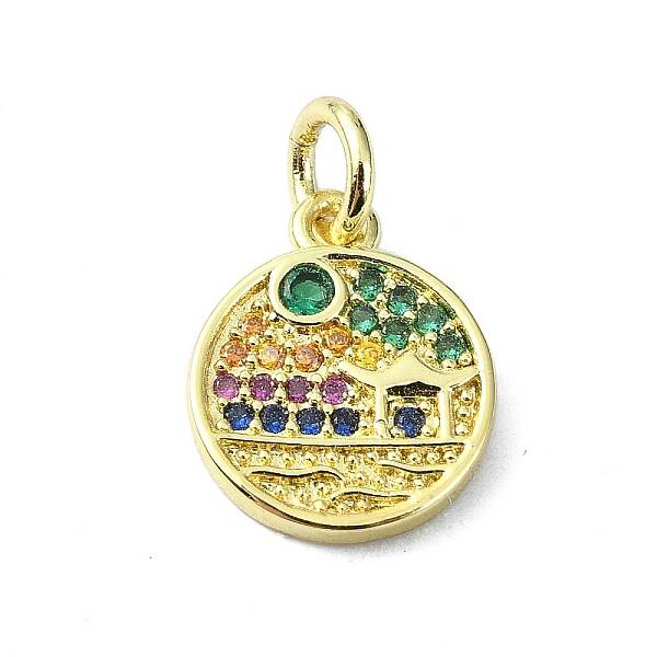Brass Micro Pave Colorful Cubic Zirconia Pendants