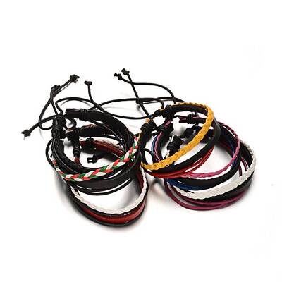 Adjustable Leather Cord Multi-Strand Bracelets