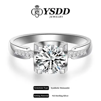 ă#9 Classică4-Prong Solitaire Brilliant Floating Synthetic Moissanite Ring in 925 Sterling Silver