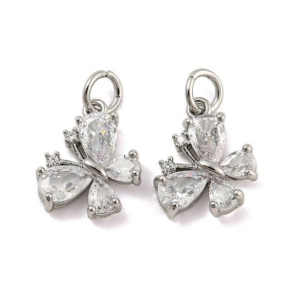 Brass Micro Pave Clear Cubic Zirconia Pendants