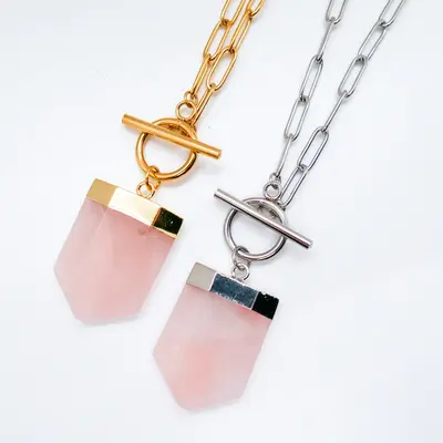 Smitten Rose Quartz Toggle Necklace for Women