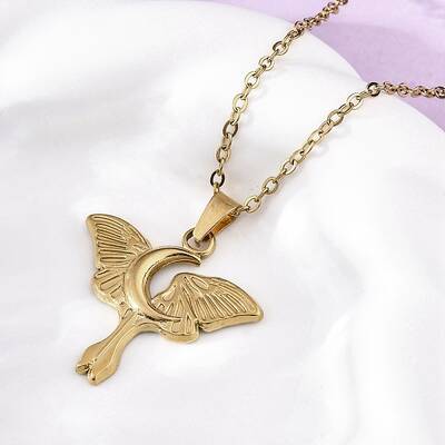 Moon Moth 304 Stainless Steel Pendant Necklaces