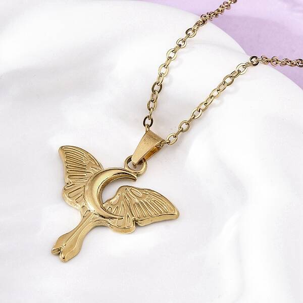 Moon Moth 304 Stainless Steel Pendant Necklaces