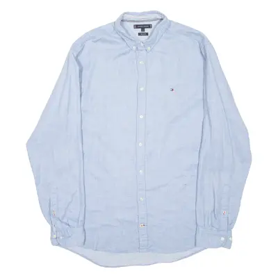 TOMMY HILFIGER Regular Fit Mens Plain Shirt Blue Long Sleeve XL