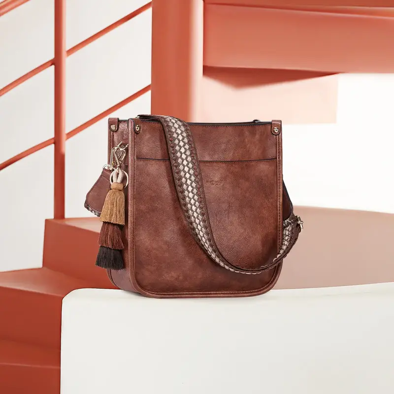 HKCLUF 4082 Women Crossbody Bags Trendy Vegan Leather Hobo For Women Shoulder Handbags Purse for Women with Tassel Pendant an...