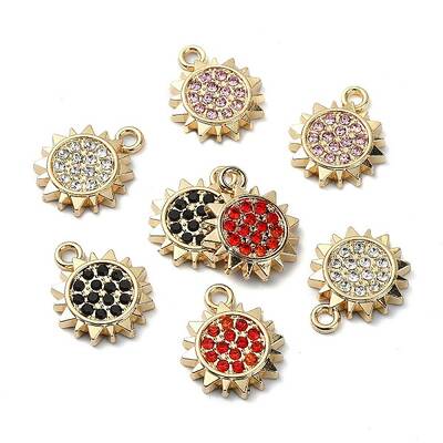 Golden Rack Plating Alloy Rhinestone Pendants