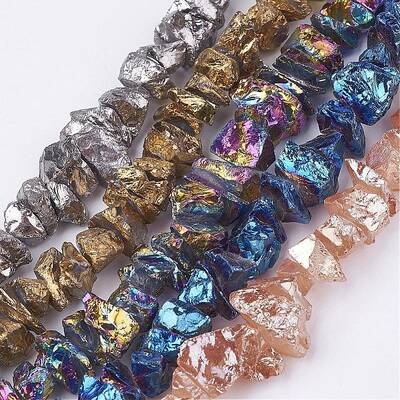 Electroplated Natural Quartz Crystal Bead Strands