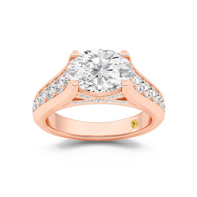 Astra Graduated Pavé Set Oval Lab Grown Diamond Engagement Ring | 10K Rose Gold 5 CT. TW.