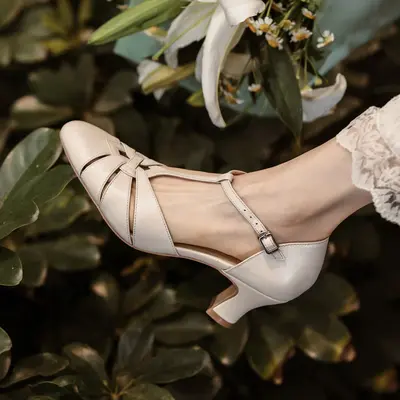 CHIKO Benita Round Toe Chunky Heels T-Strap Shoes