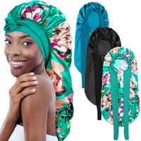 3 Count Soft Satin Silk Bonnets for Black Women - Style Large Sleep Bonnet for Long Curly Hair and Braids Haircare Elastic  (...