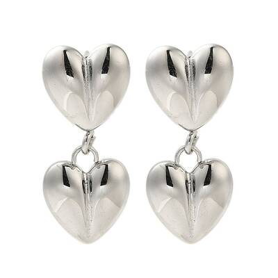 304 Stainless Steel Heart Stud Earrings for Women
