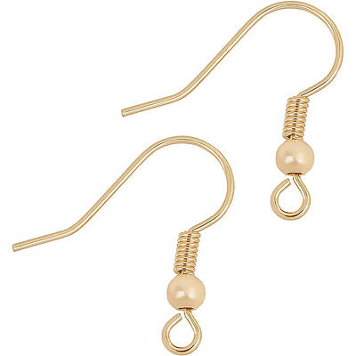 BENECREAT 100pcs 18K Gold Plated French Earring Hooks with Ball Dangle Earring Findings for DIY Earring Making