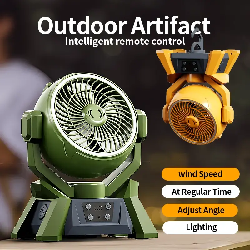 Portable Camping Fan with LED Lantern, 20,000 mAh Automatic Oscillating Table Fan with Remote Control and Hook, Rechargeable ...