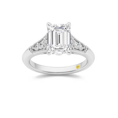 Lily Art Deco Emerald Cut Lab Grown Diamond Engagement Ring | 10K White Gold 3 3/5 CT. TW.
