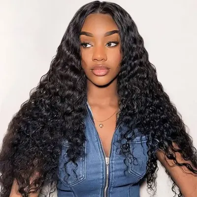 VSHOW Deep Wave 10x6 Lace Front Wear Go Glueless Wigs 180% Density Curly Human Hair Wigs For Women