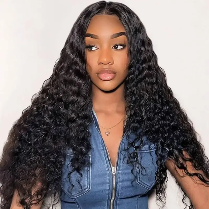 VSHOW Deep Wave 10x6 Lace Front Wear Go Glueless Wigs 180% Density Curly Human Hair Wigs For Women