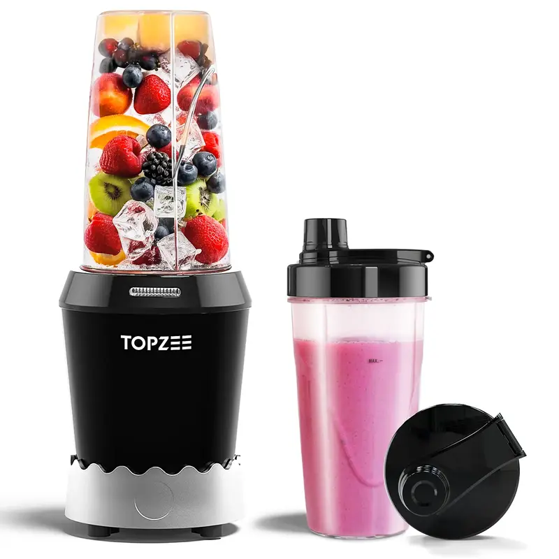 Topzee 1000W Blender, Bullet Blender for Smoothies, Dishwasher Safe with 24oz Easy Go Cups, Max 1200W vegetable blender
