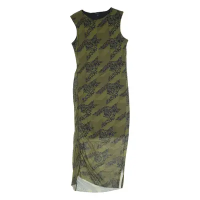 ALL SAINTS Womens Bodycon Dress Green Houndstooth Sleeveless Long UK 8