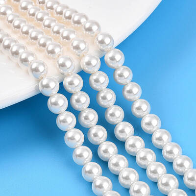 Baking Painted Pearlized Glass Pearl Bead Strands