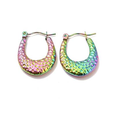 Ion Plating(IP) 304 Stainless Steel Chunky Oval Hoop Earrings for Women