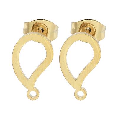Teardrop Ion Plating(IP) 304 Stainless Steel Stud Earring Findings