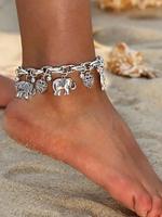 Vintage Elephant & Heart Charm Anklet, Fashionable Adjustable Anklet for Women & Girls for Party, Daily Clothing Decor, Trend...